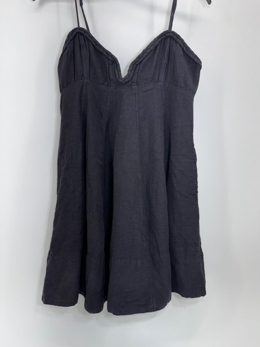 Free People Black Linen Rope Trim Dress Sz XS