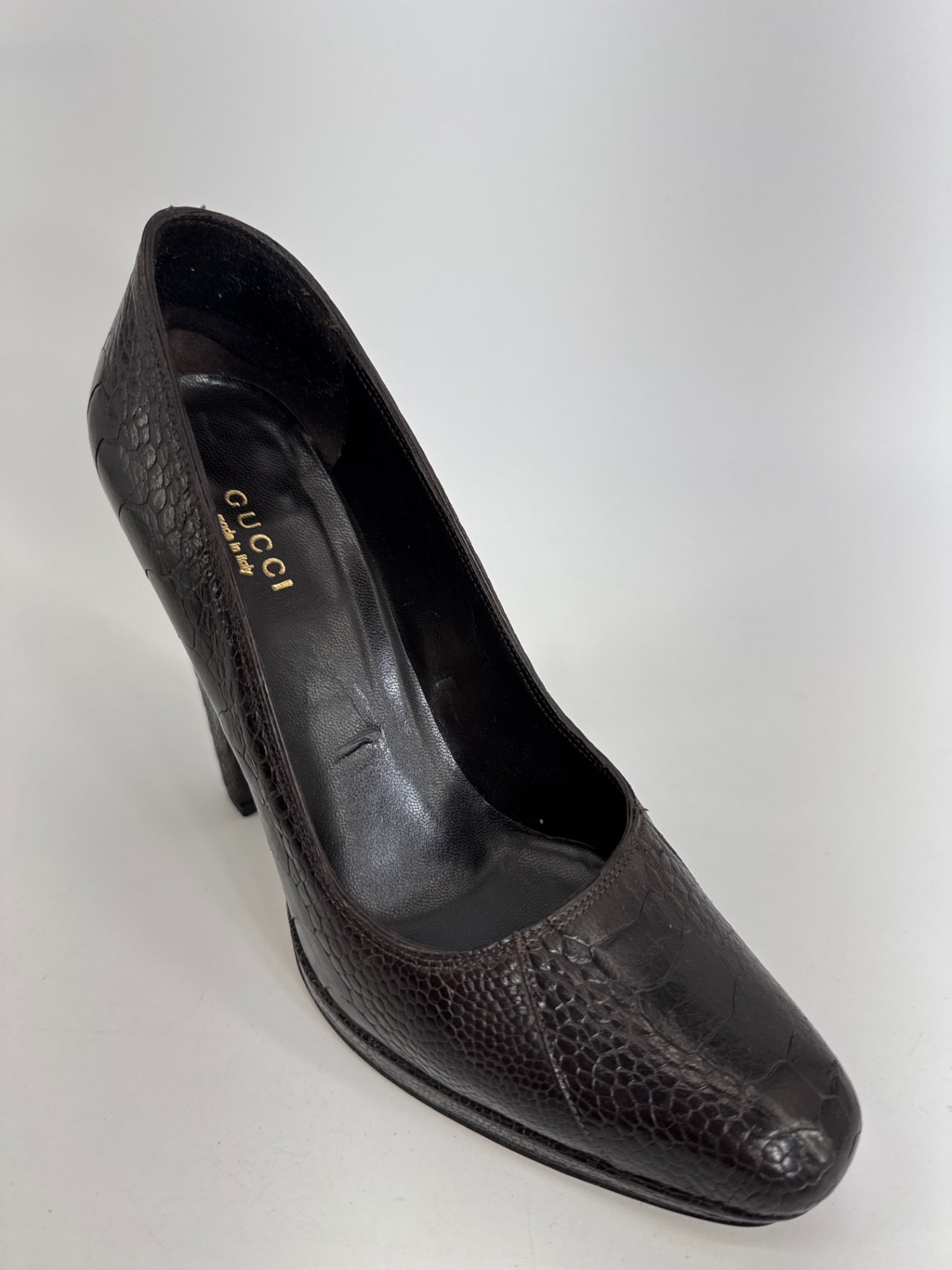Gucci Croc Embossed Heels