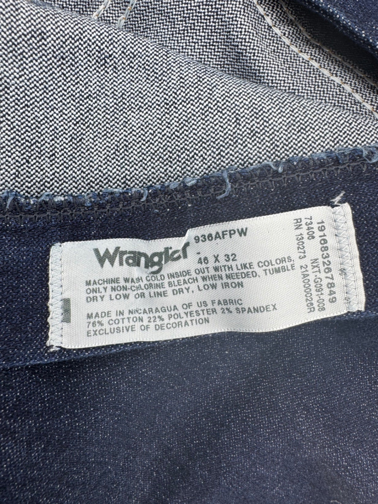 Wrangler 936AFPW Cowboy Cut Slim Fit Jeans Size 46x32