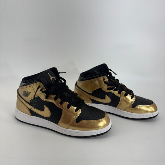 Air Jordan 1 Mid SE Metallic Gold Black Sz 7Y