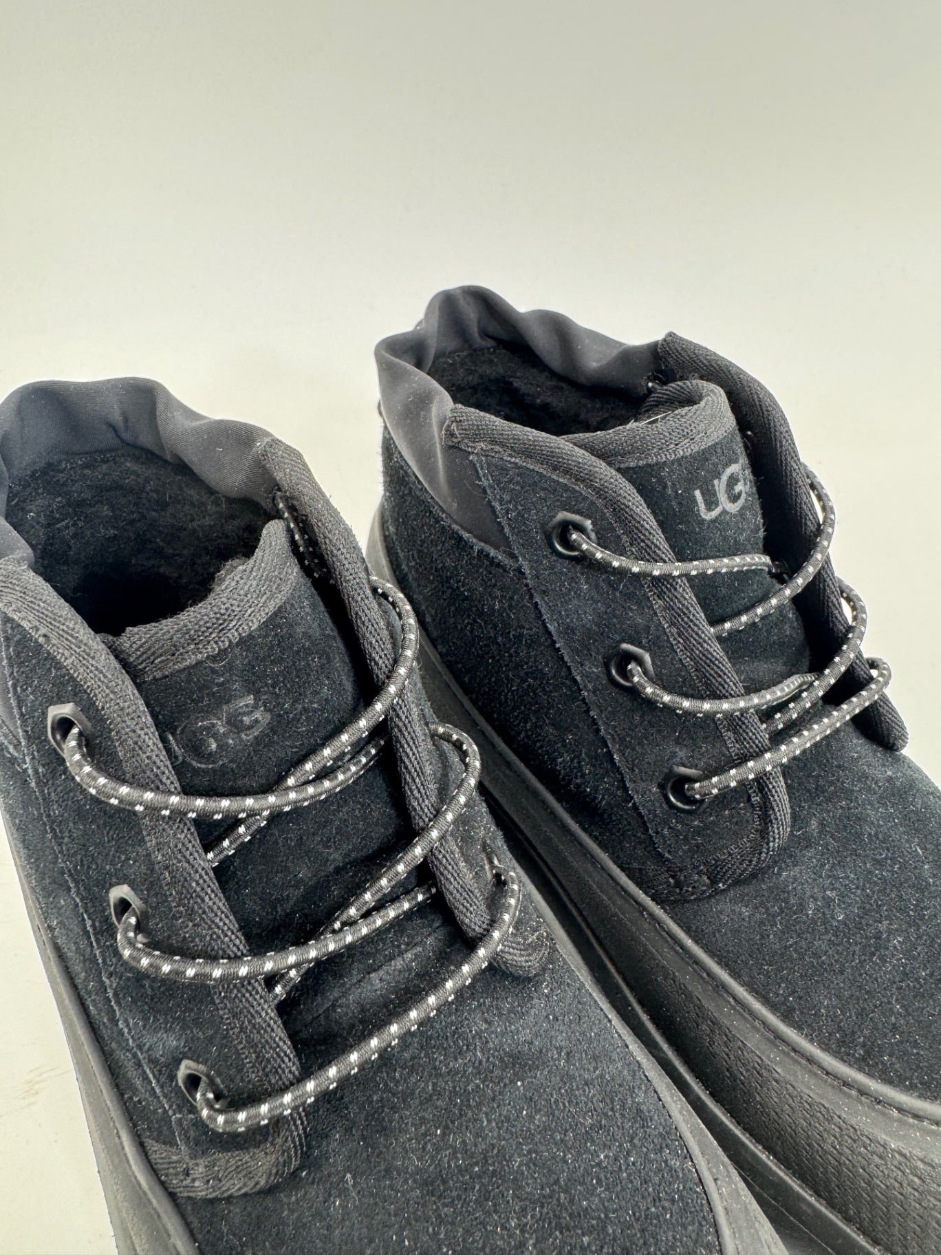 Kids UGG Plush Black Waterproof Suede Short Boots