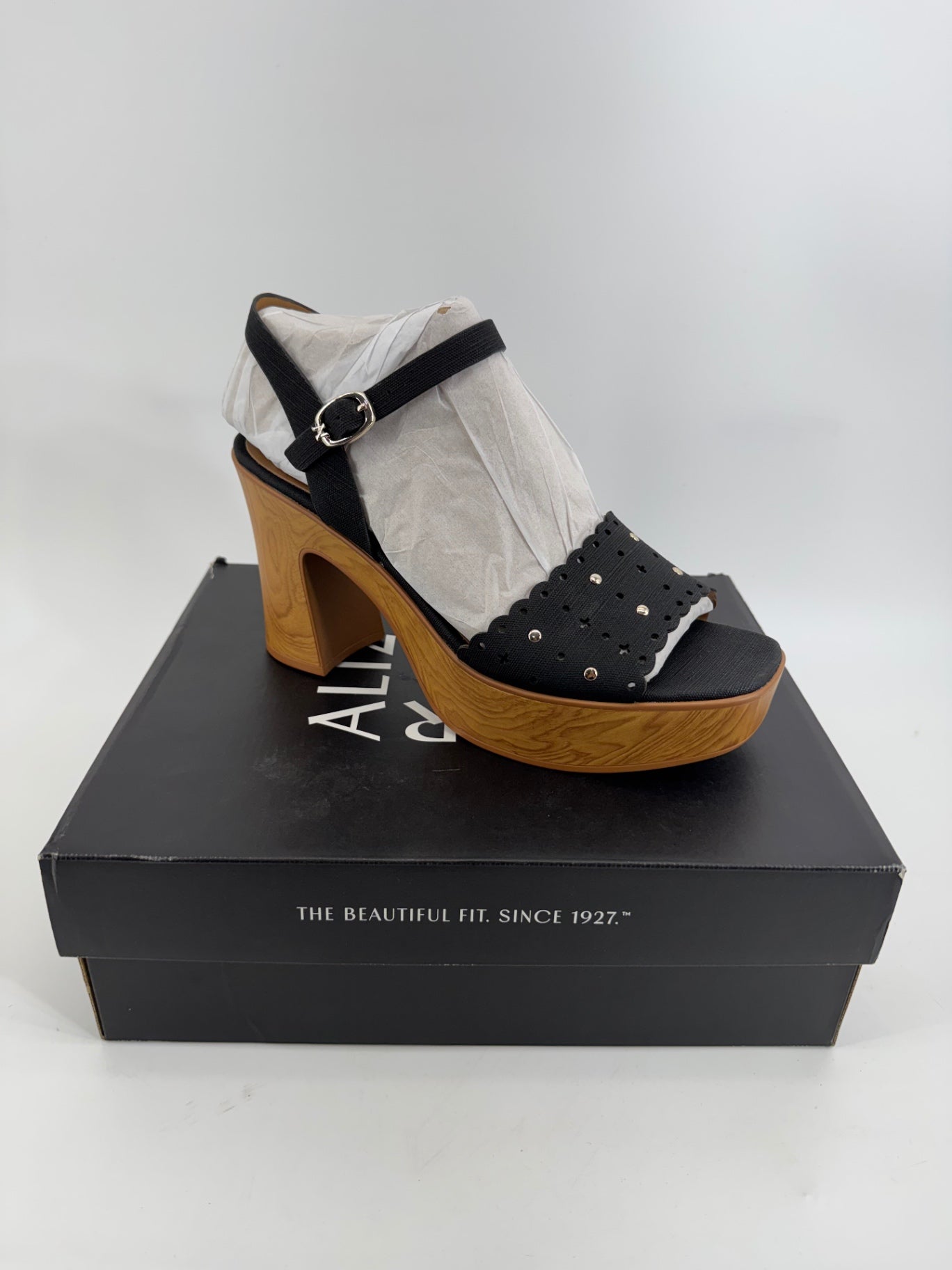 Naturalizer Black Wood Heel Platforms