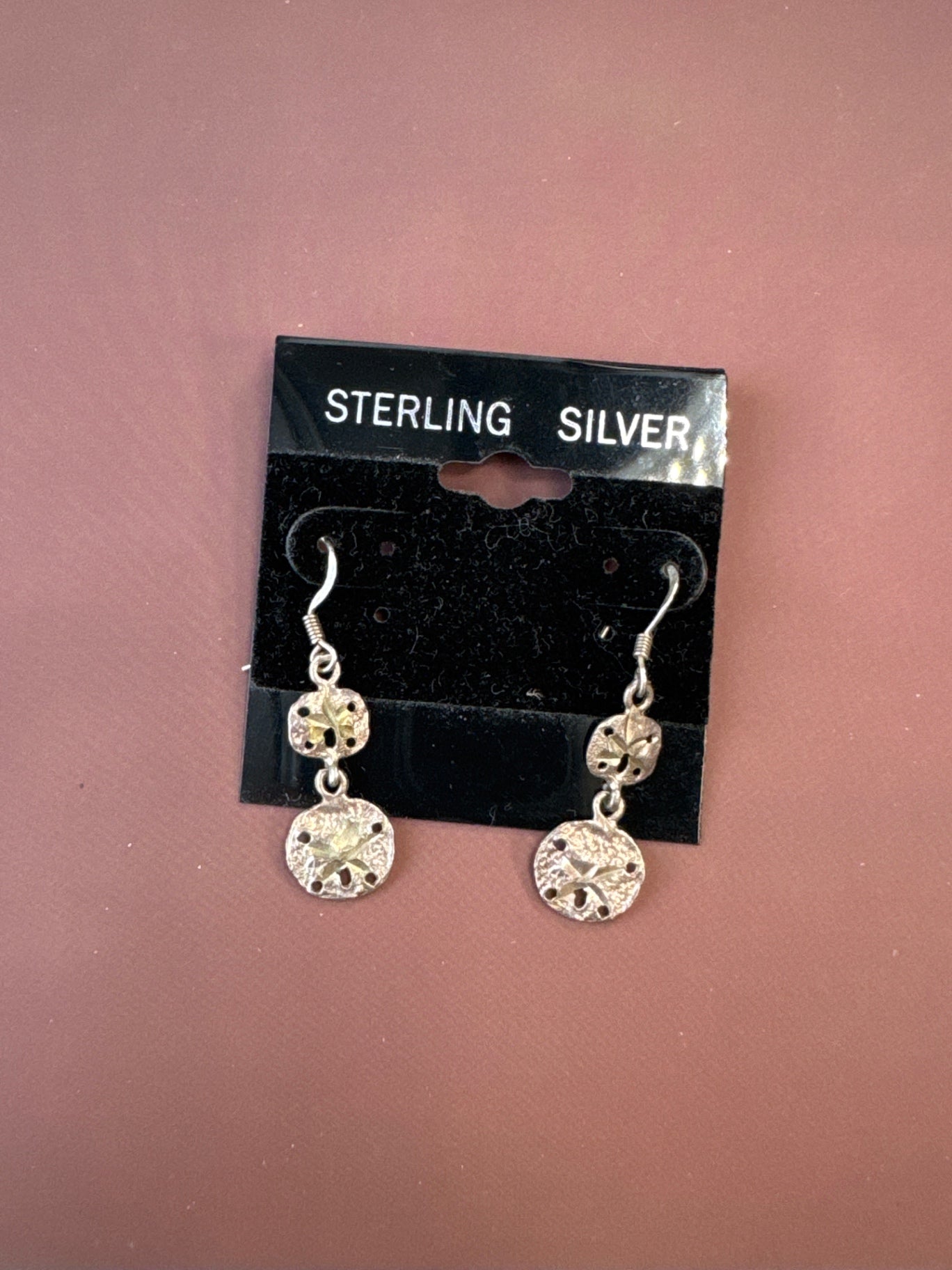 Silver Sand Dollar Dangle Earrings