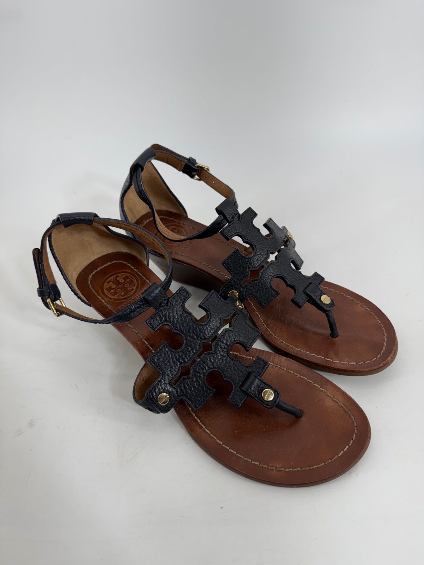 Tory Burch Navy Logo Sandals