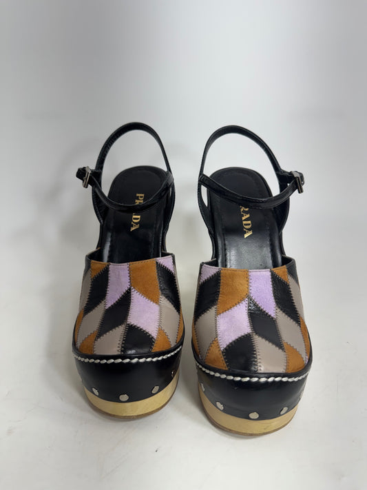 Prada Patchwork Platform Heels