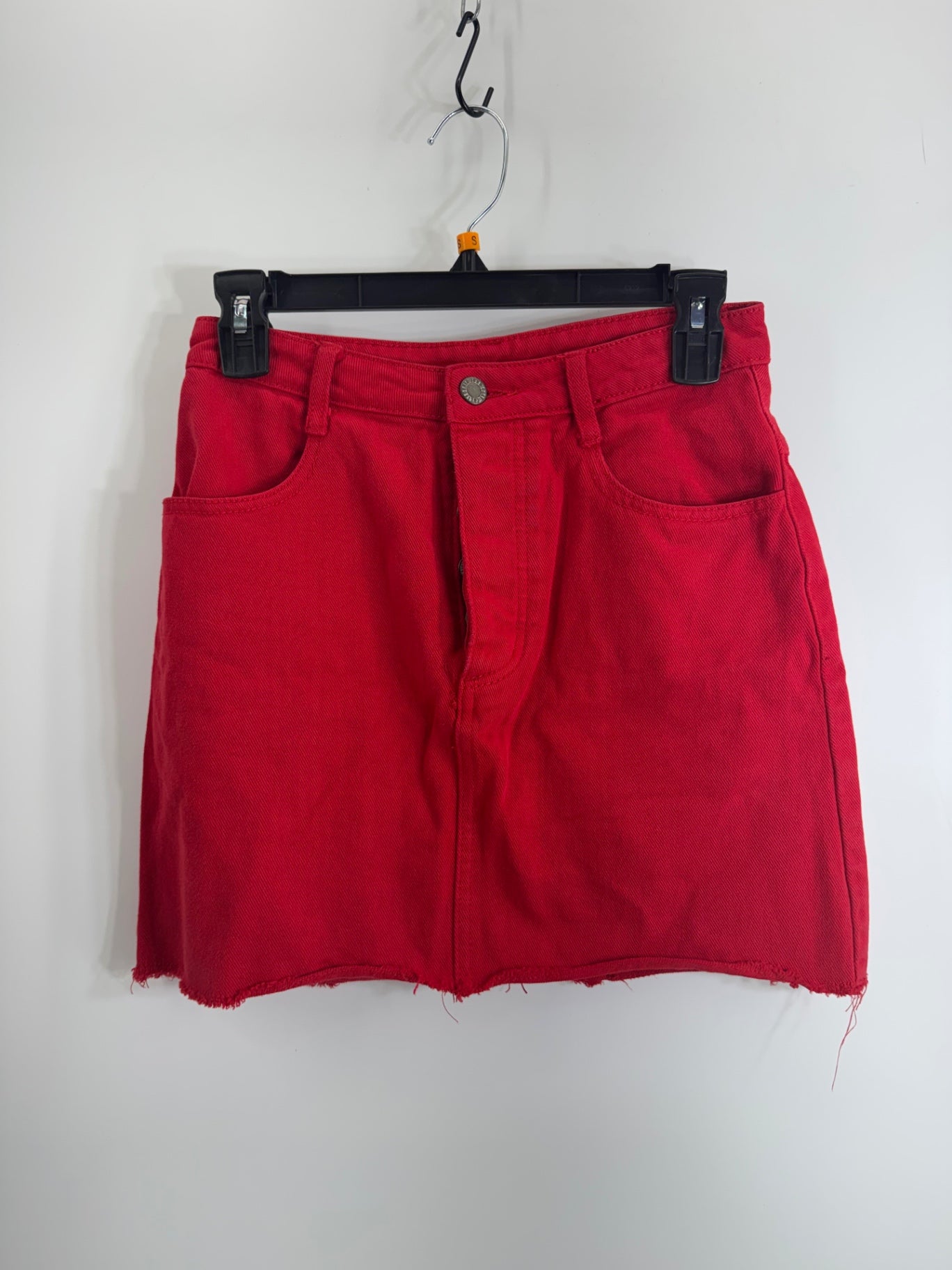 John Galt Red Denim Skirt