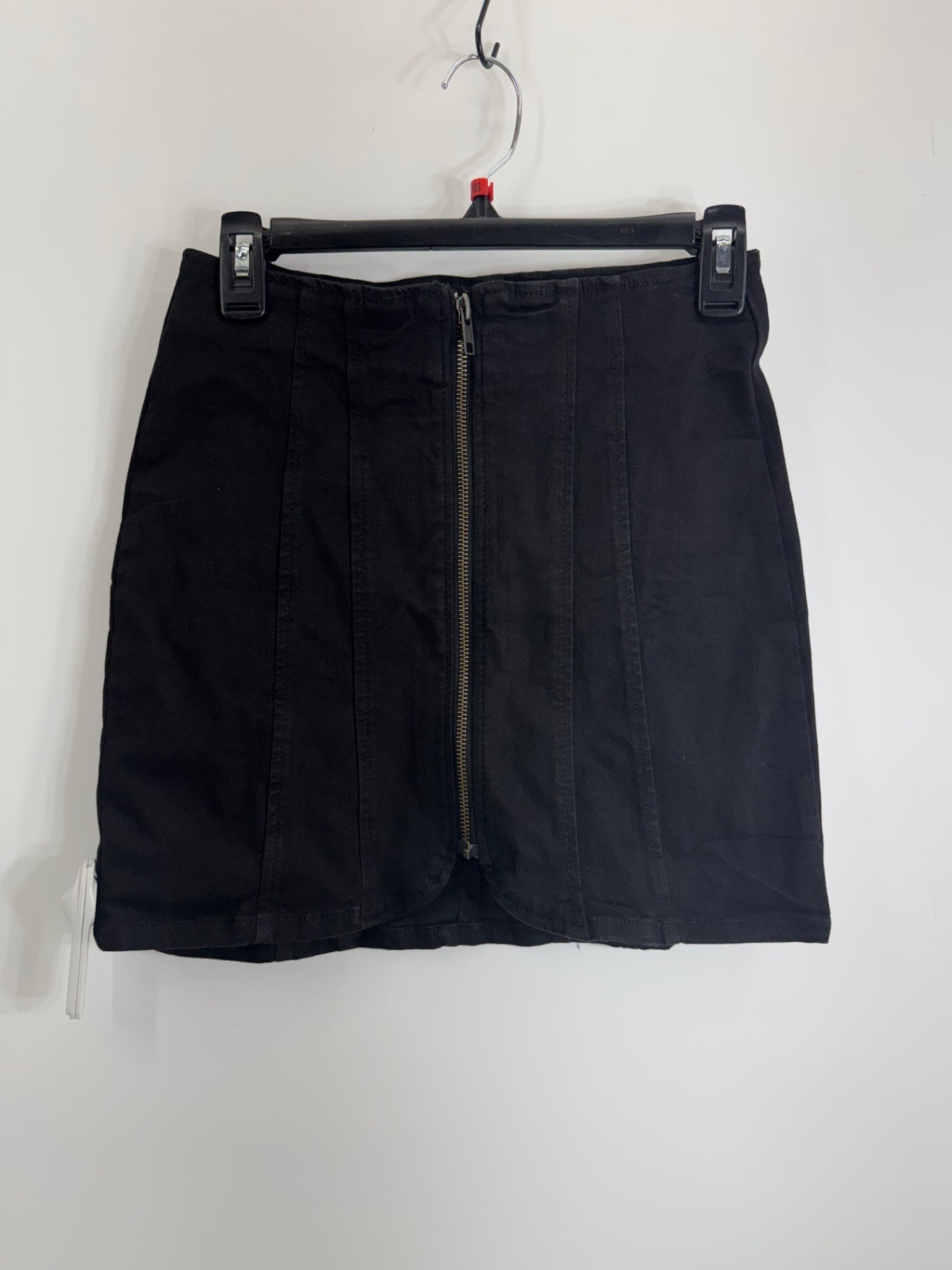 We The Free Black Denim Zip Skirt