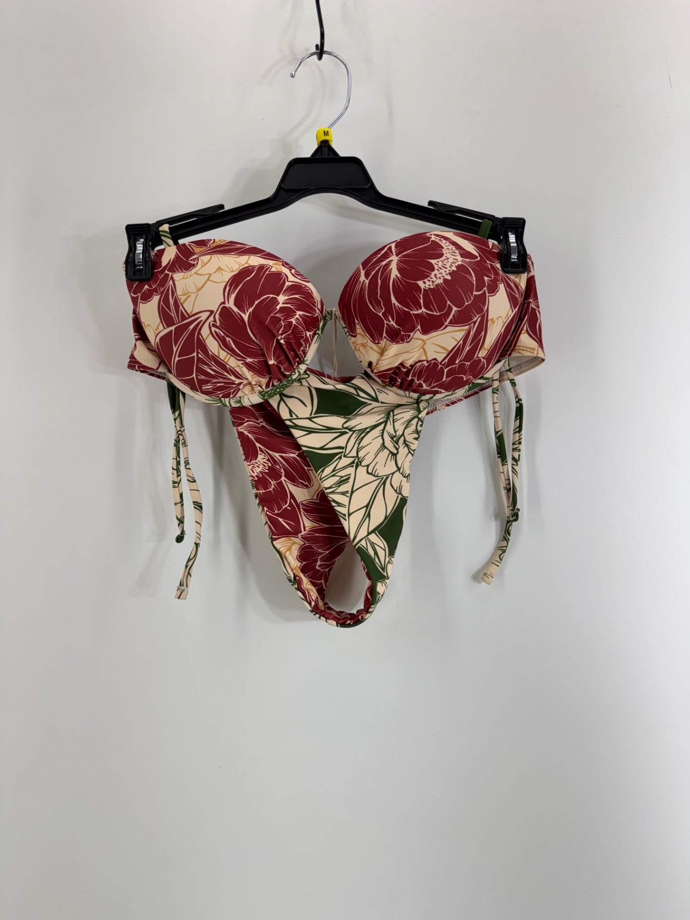 Commense Maroon/Green Floral Print Bikini