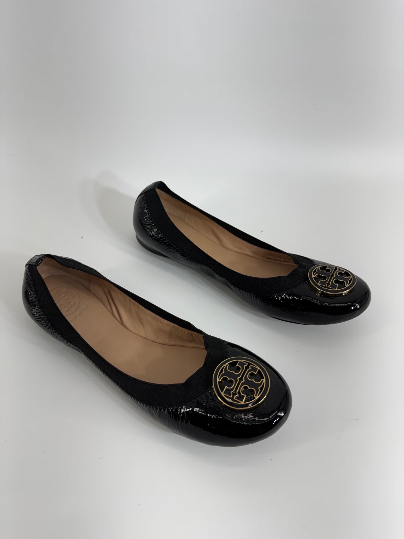 Tory Burch Black Logo Leather Flats