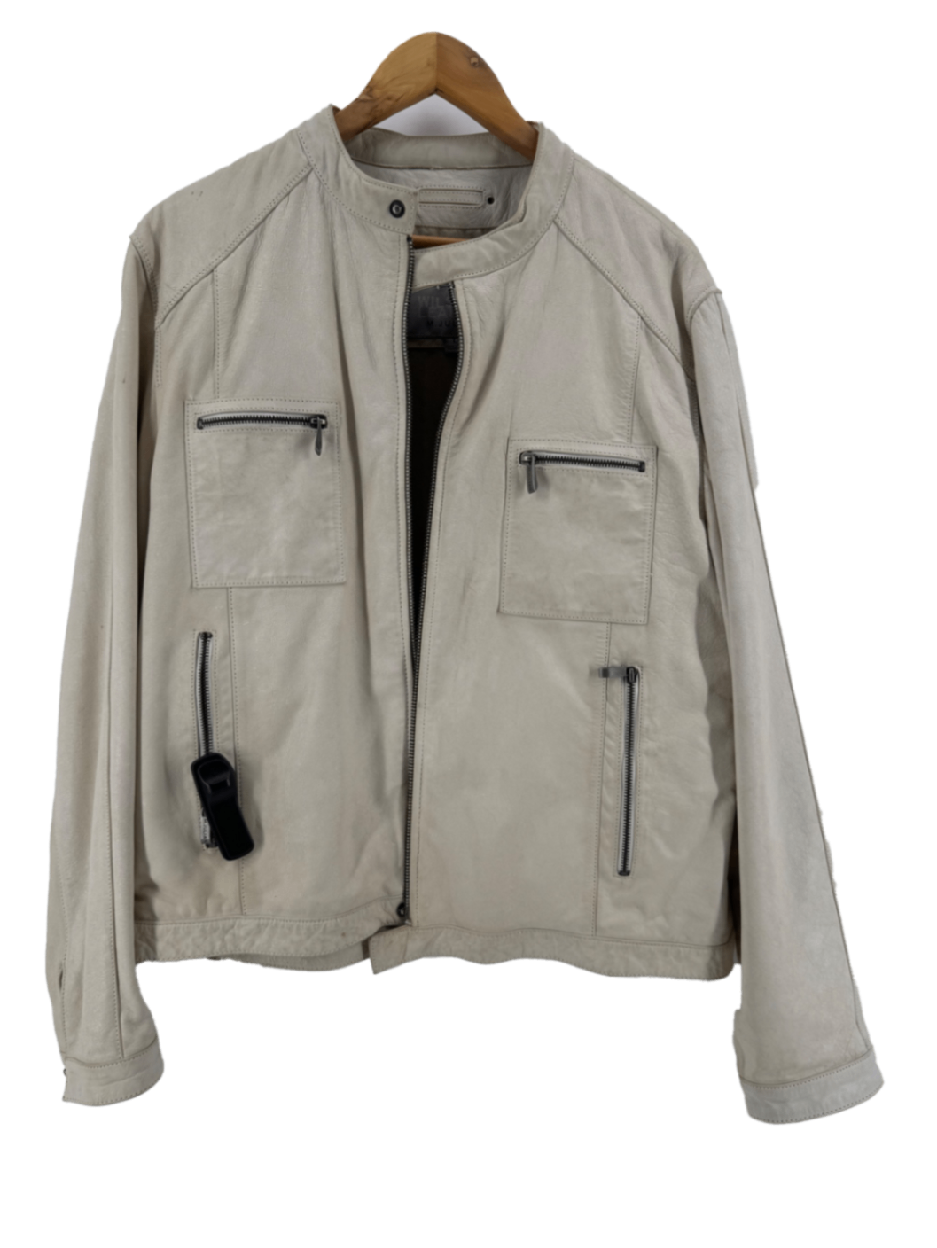 Wilsons Leather Motorcycle Jacket Cream Size Large