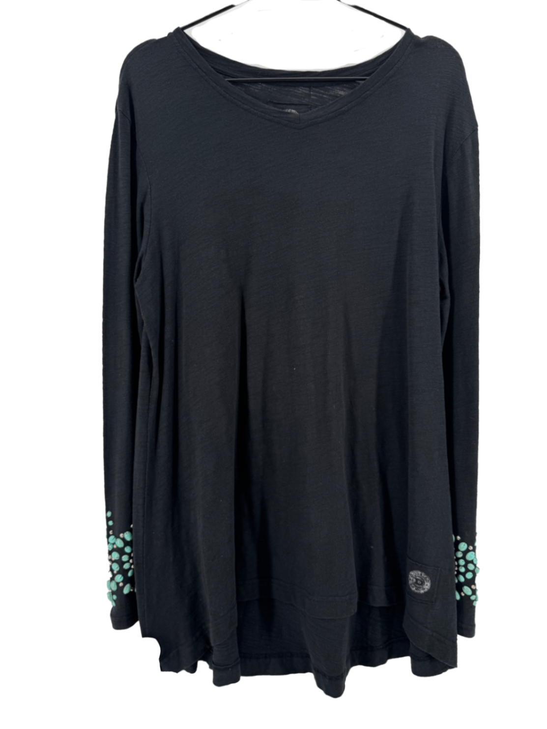 Double D Ranch Black Turquoise Studded Tunic Size Large