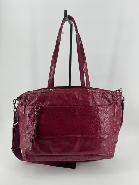Coach Magenta Patent Leather Diaper Bag