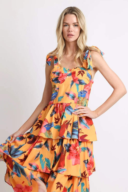 Beulah Style Annie Tiered Floral Smocked Back Dress