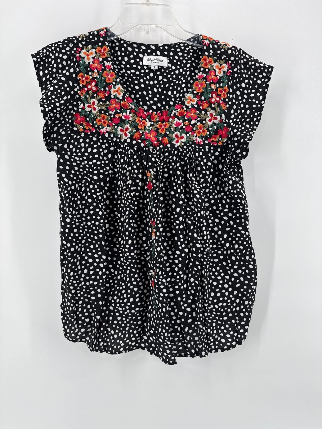Angel Heart Boutique Black Spotted Top