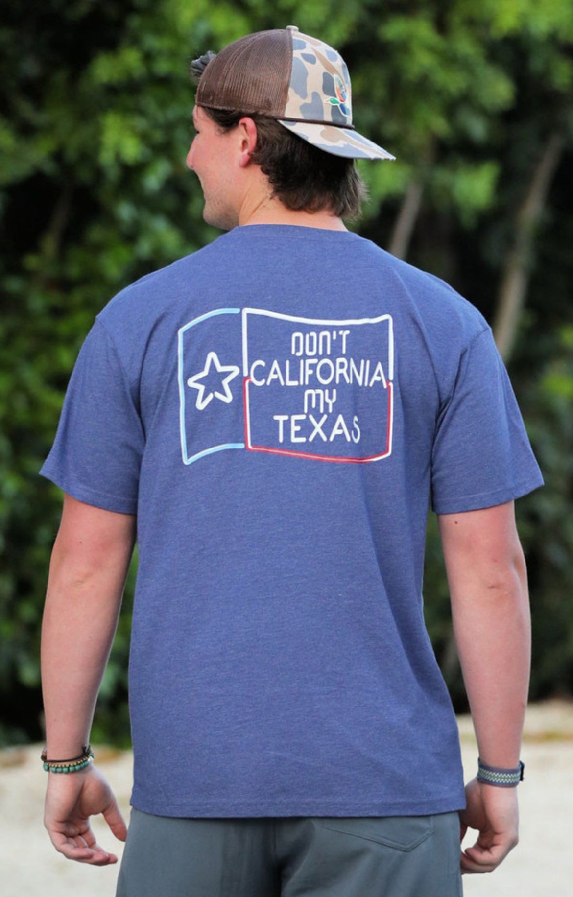 Burlebo “Don’t California My Texas” Men’s Tee – Heather Navy