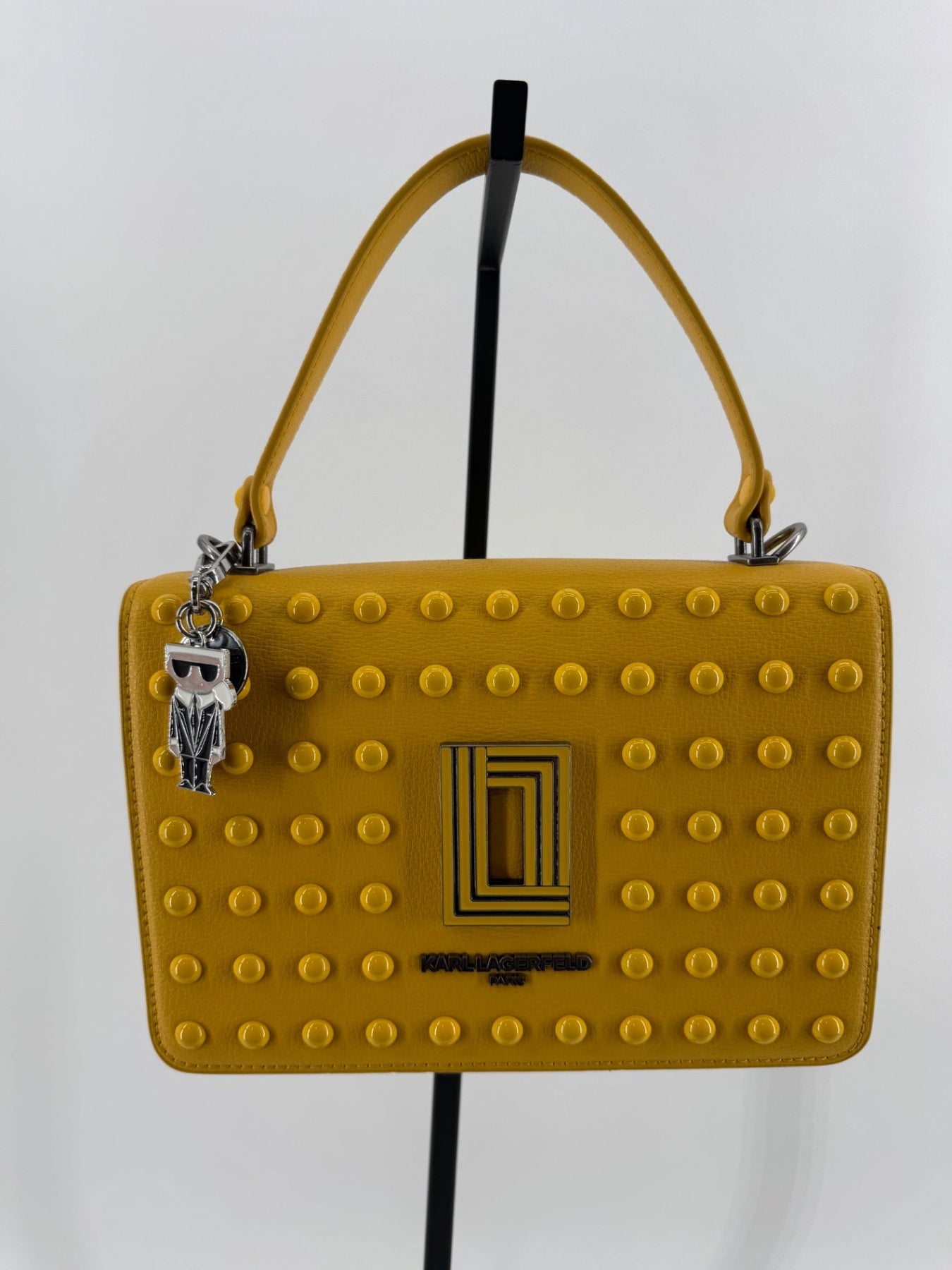 Karl Lagerfeld Yellow Studded Purse with Crossbody Strap