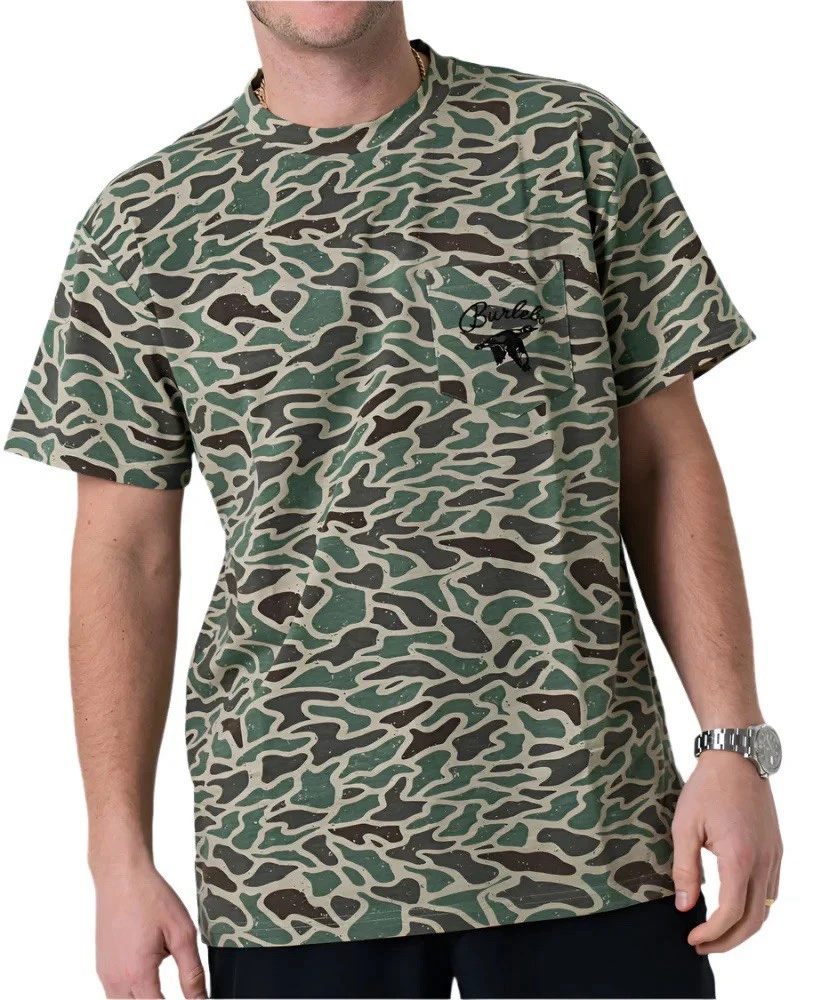 Burlebo T-Shirt Mens Duck Camo Pocket Short Sleeve NEW 2XL