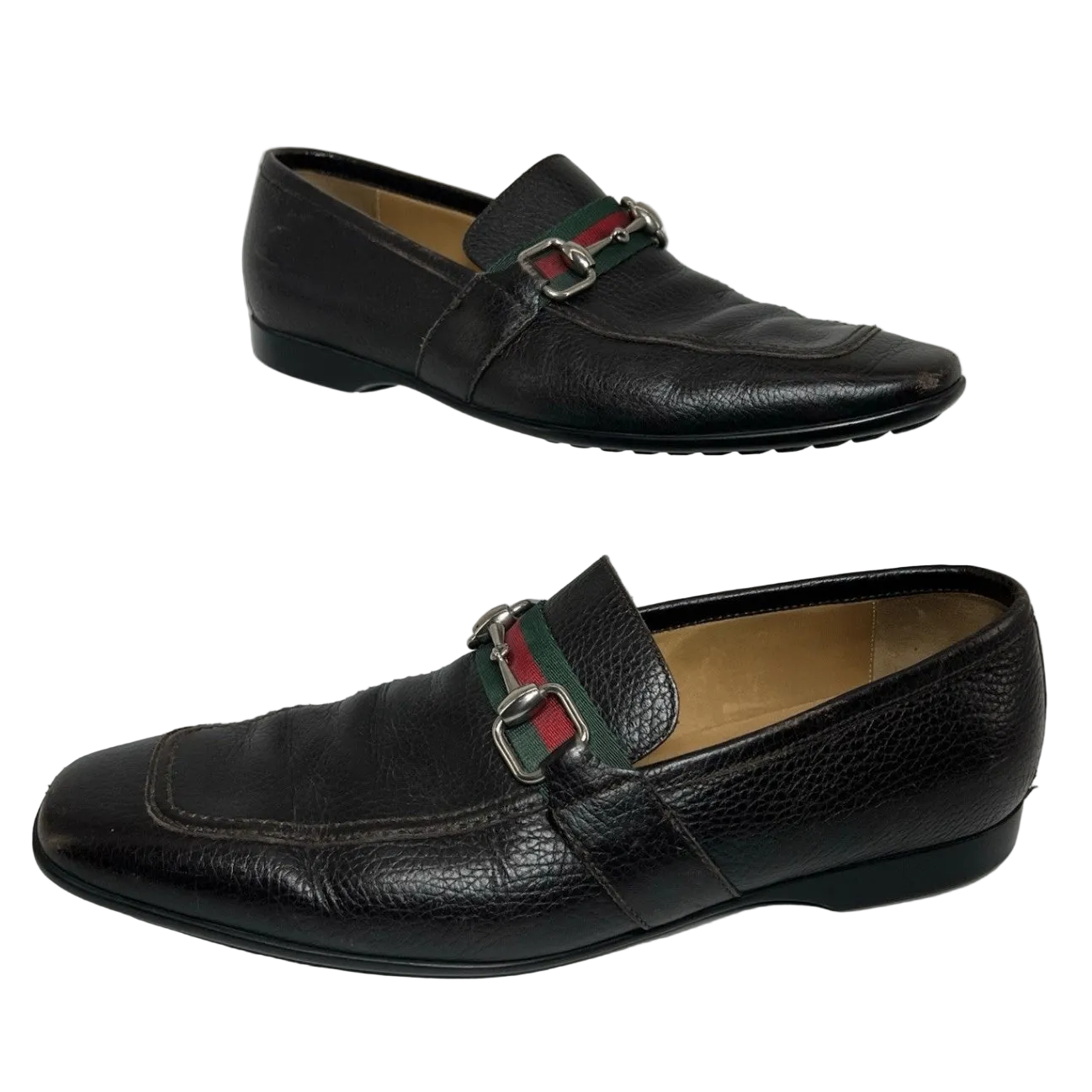 Gucci Men’s Black Leather Bit Loafers UK 8 (US 9) Horsebit Crest Medallion