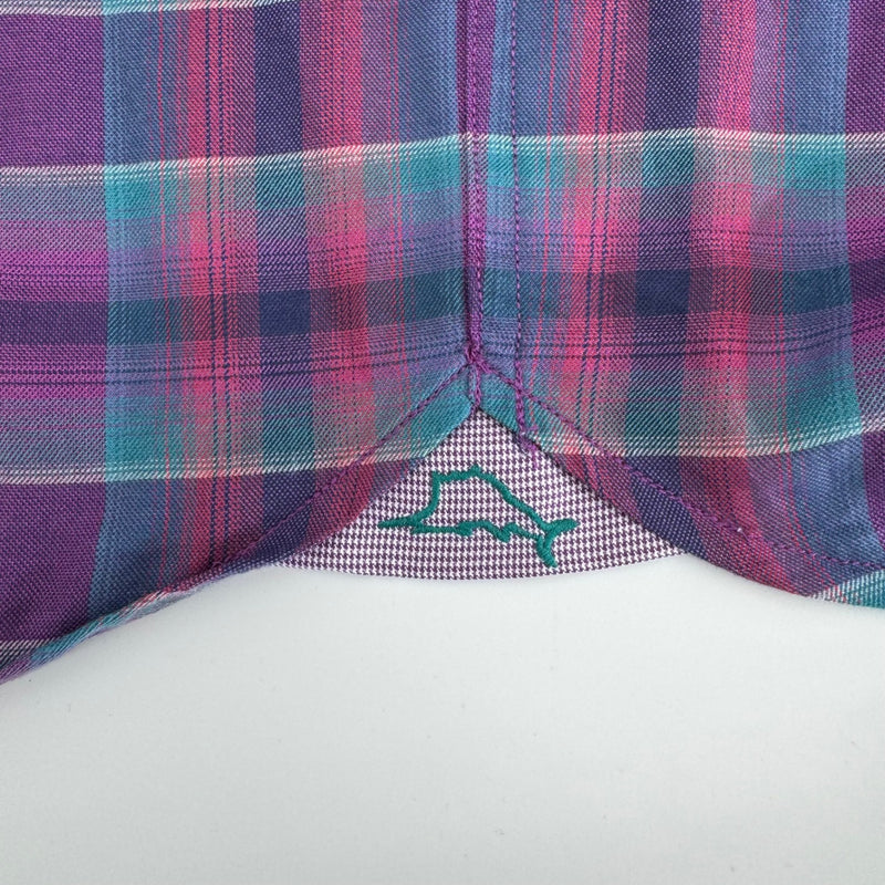 Tommy Bahama Men's Pink/Purple/Teal Plaid Button Down Shirt Size L