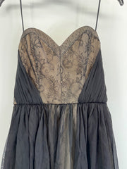 ABS Allen Schwartz Black w/ Nude Lace Strapless Sz Medium