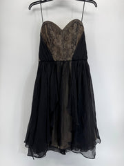 ABS Allen Schwartz Black w/ Nude Lace Strapless Sz Medium