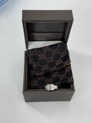 Gucci trademark-logo sterling silver ring w/box