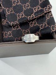 Gucci trademark-logo sterling silver ring w/box