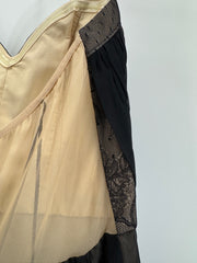 ABS Allen Schwartz Black w/ Nude Lace Strapless Sz Medium