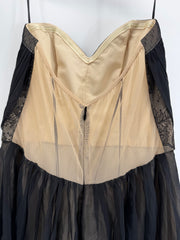 ABS Allen Schwartz Black w/ Nude Lace Strapless Sz Medium