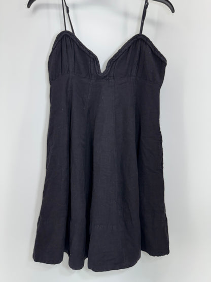 Free People Black Linen Rope Trim Dress Sz XS