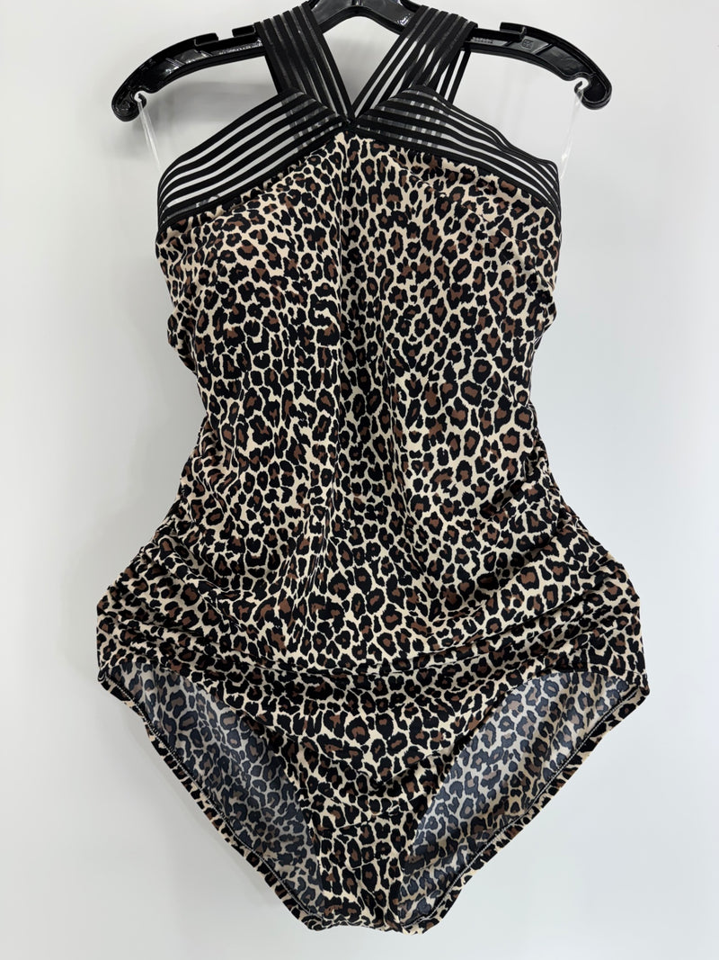 Aqua Green Leopard Print Swimsuit Size XL