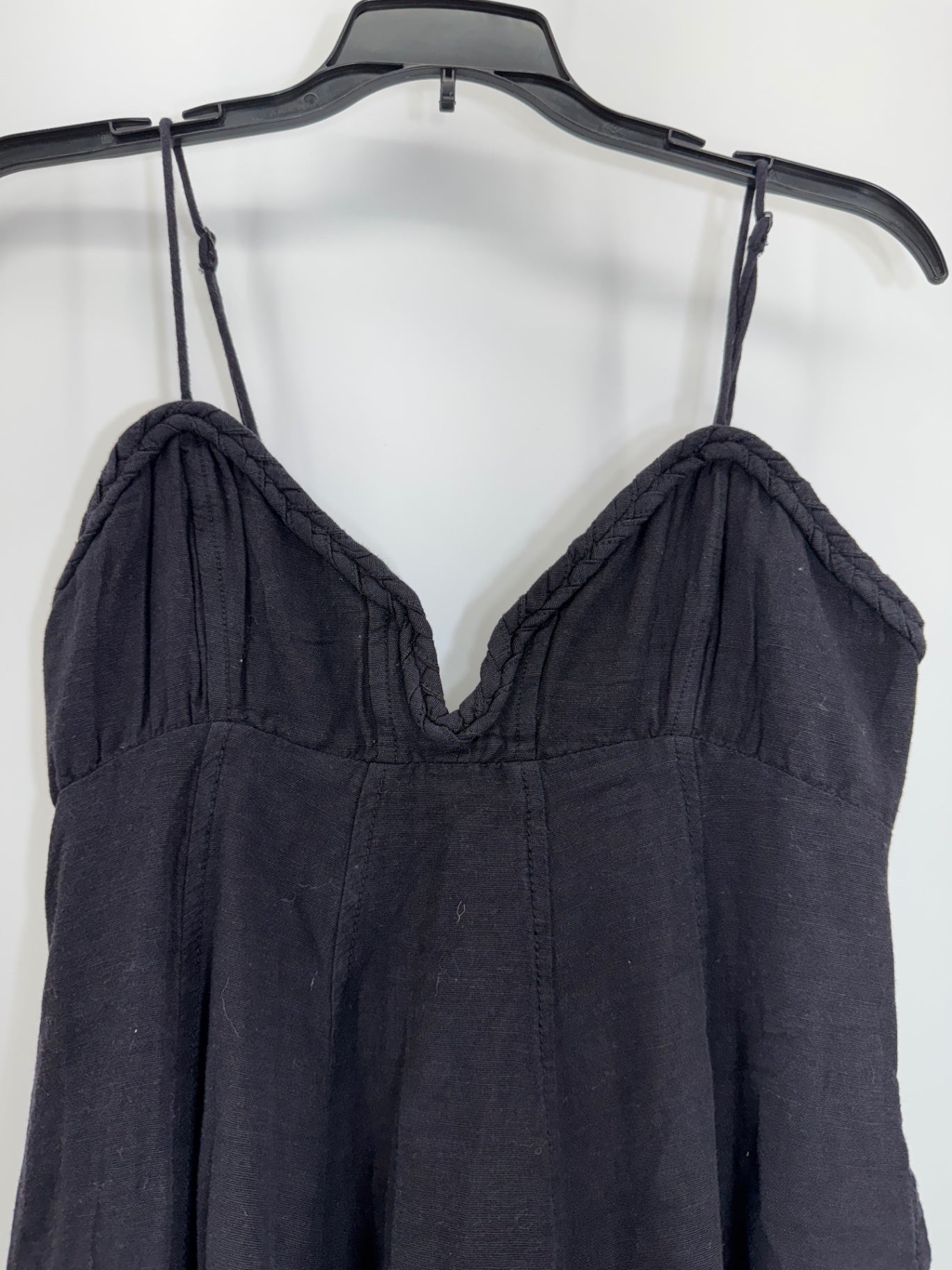 Free People Black Linen Rope Trim Dress Sz XS