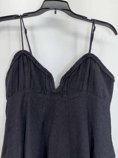Free People Black Linen Rope Trim Dress Sz XS