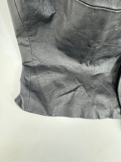 Phase 2 Vintage Black Leather Trench Coat Sz LG