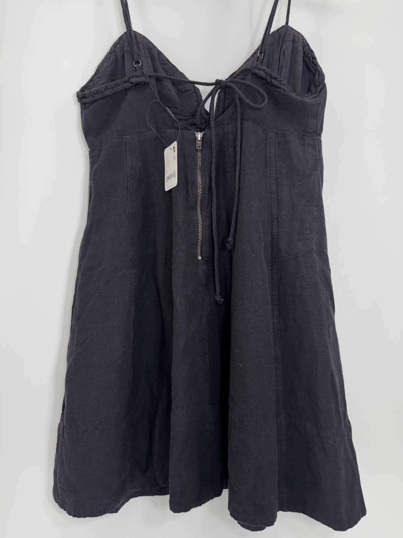 Free People Black Linen Rope Trim Dress Sz XS