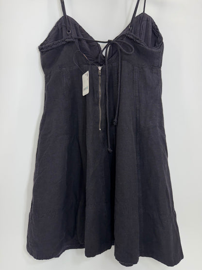 Free People Black Linen Rope Trim Dress Sz XS