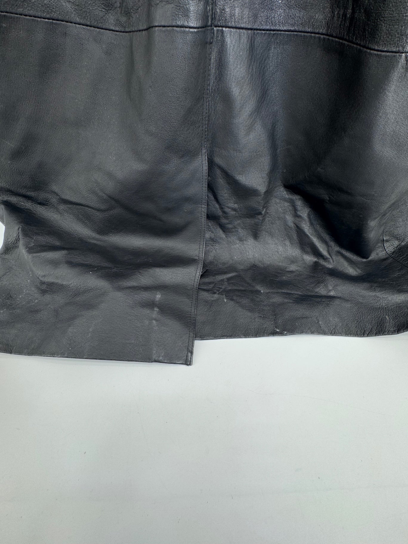 Phase 2 Vintage Black Leather Trench Coat Sz LG