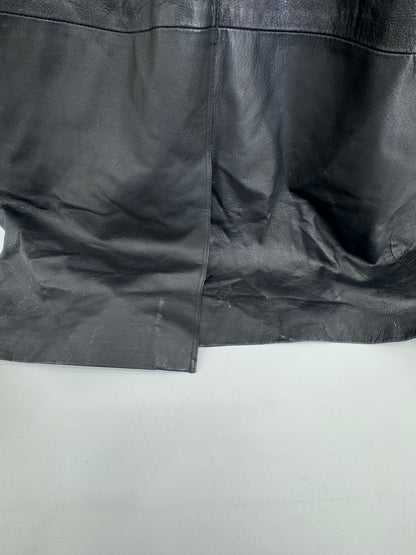 Phase 2 Vintage Black Leather Trench Coat Sz LG