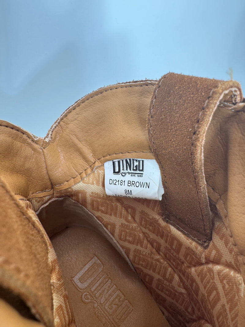 Dingo Tapadero Suede Fringe Ankle Boots Brown Sz 8