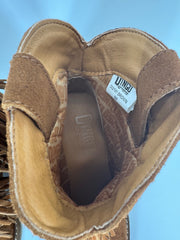 Dingo Tapadero Suede Fringe Ankle Boots Brown Sz 8