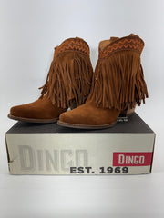 Dingo Tapadero Suede Fringe Ankle Boots Brown Sz 8