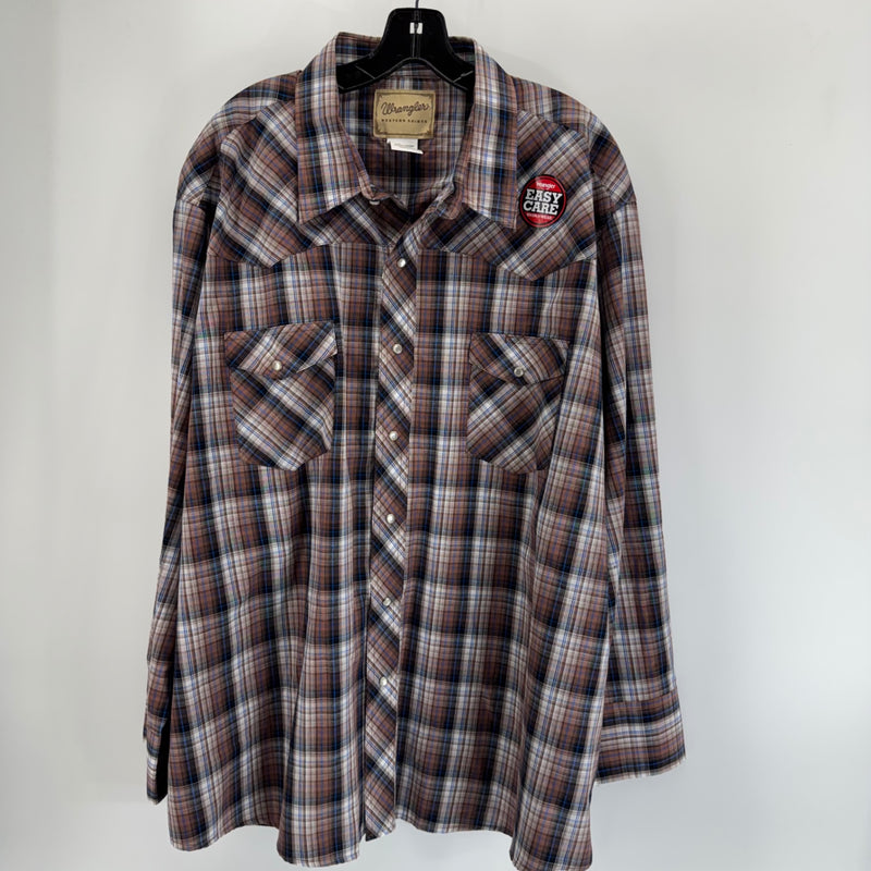 Wrangler Brown Plaid Button Up