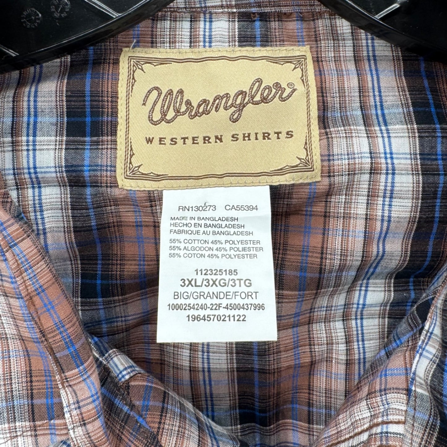 Wrangler Brown Plaid Button Up