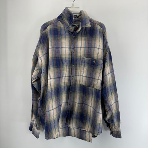 Vintage Protest Blues Multicolor Plaid Button Up
