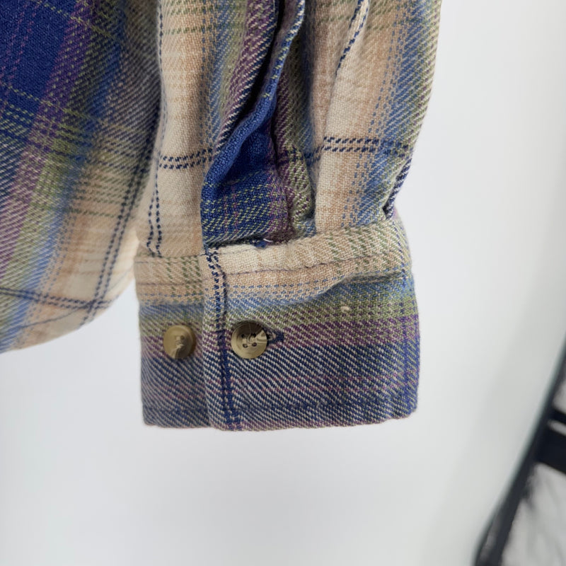 Vintage Protest Blues Multicolor Plaid Button Up