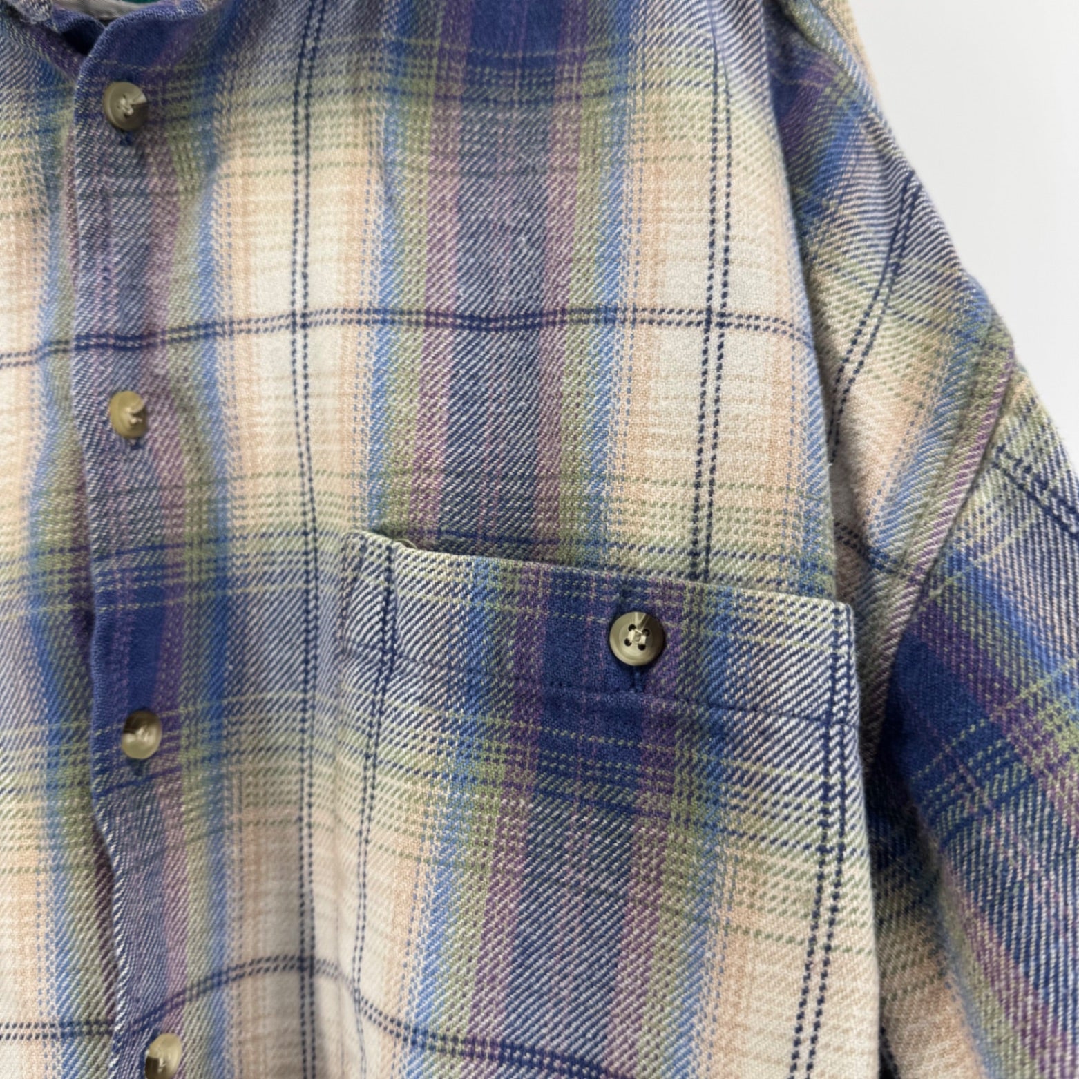 Vintage Protest Blues Multicolor Plaid Button Up