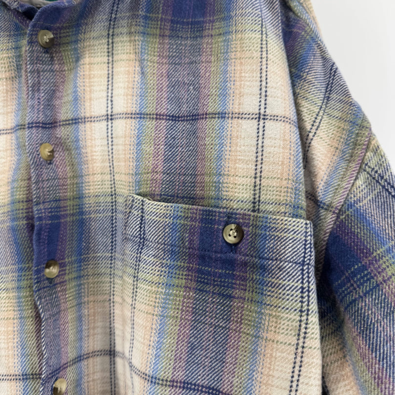 Vintage Protest Blues Multicolor Plaid Button Up
