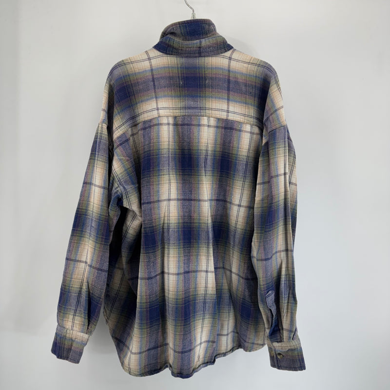 Vintage Protest Blues Multicolor Plaid Button Up