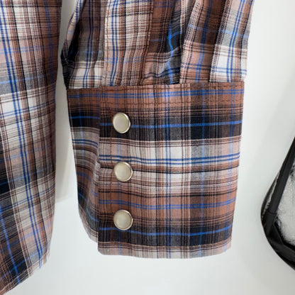 Wrangler Brown Plaid Button Up