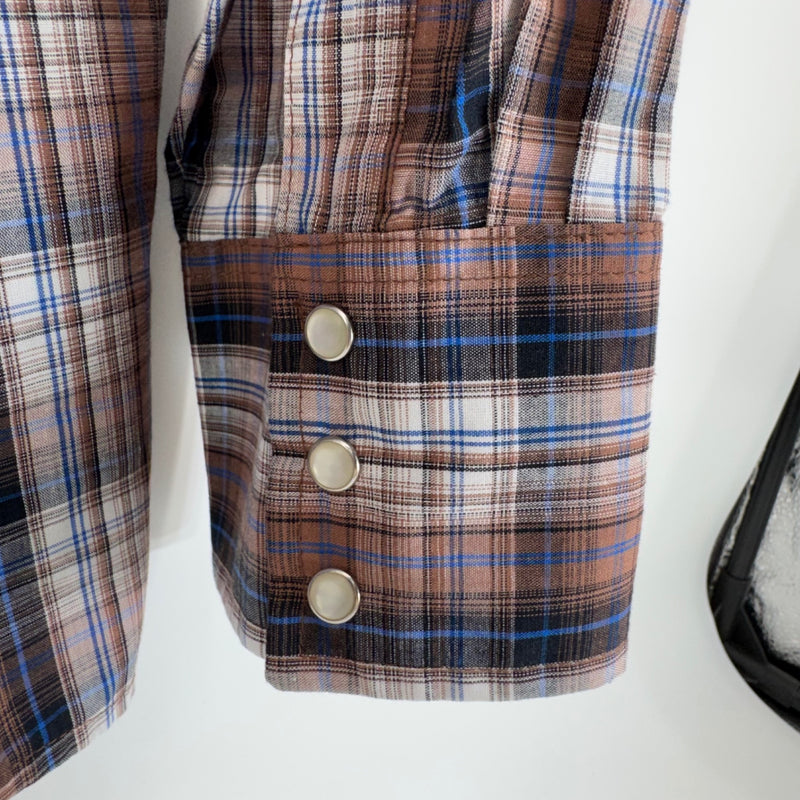 Wrangler Brown Plaid Button Up